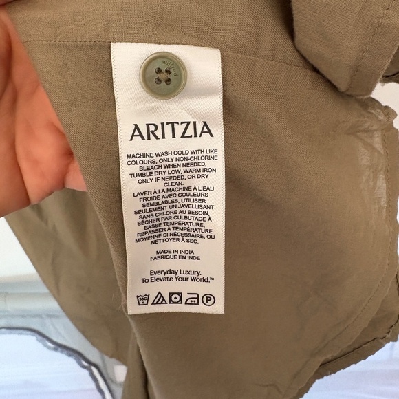 Wilfred Aritzia Governess Poplin Midi Dress Green Olive Short Sleeve Button Up S - Picture 8 of 16